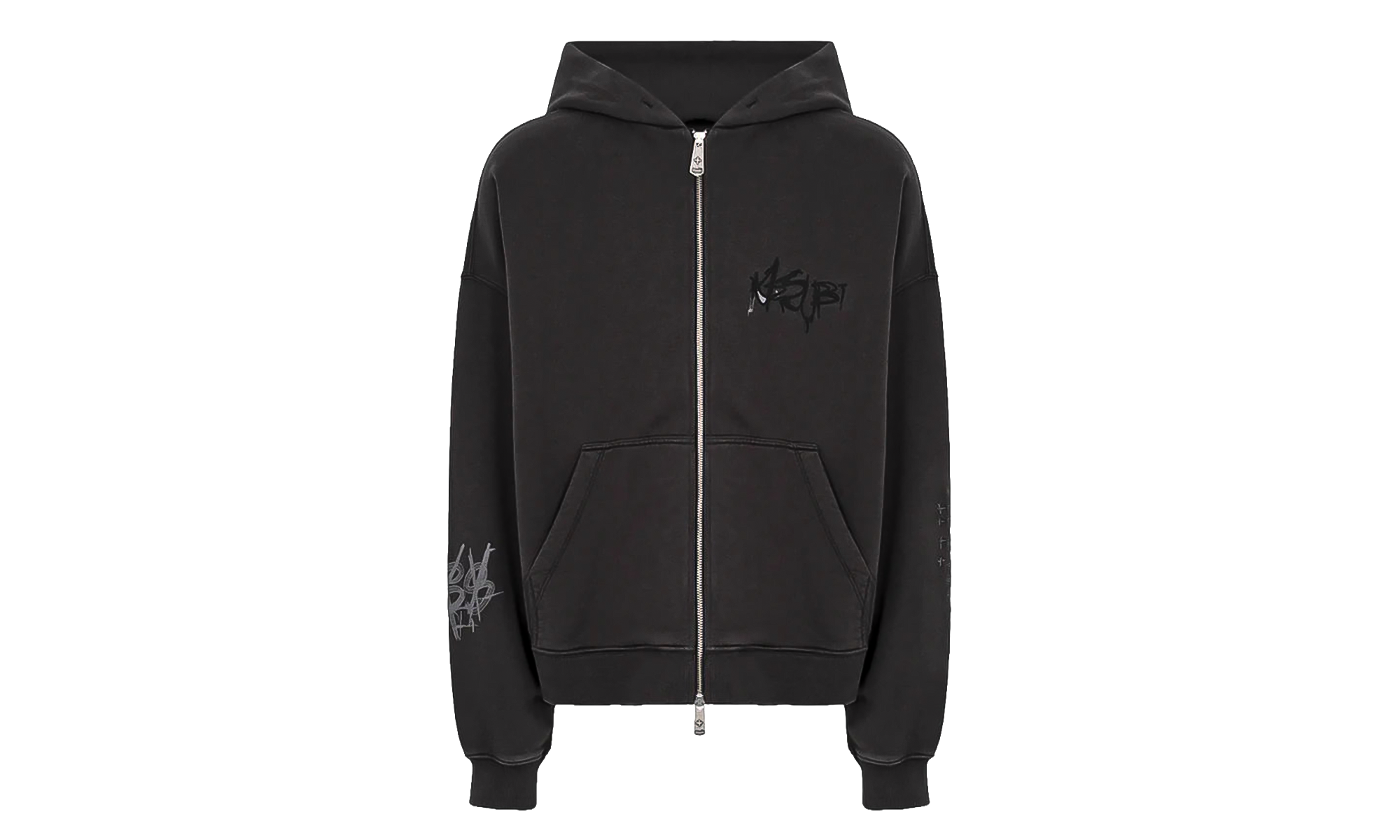 Ksubi Graff Ekcess Zip Thru Hoodie "Faded Black" MPS26FL005